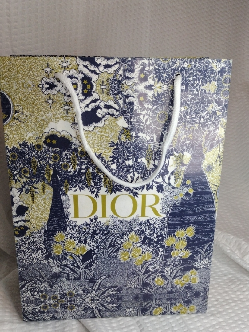 Dior Navy and Yellow Floral Gift Bag - Picture 3 of 7